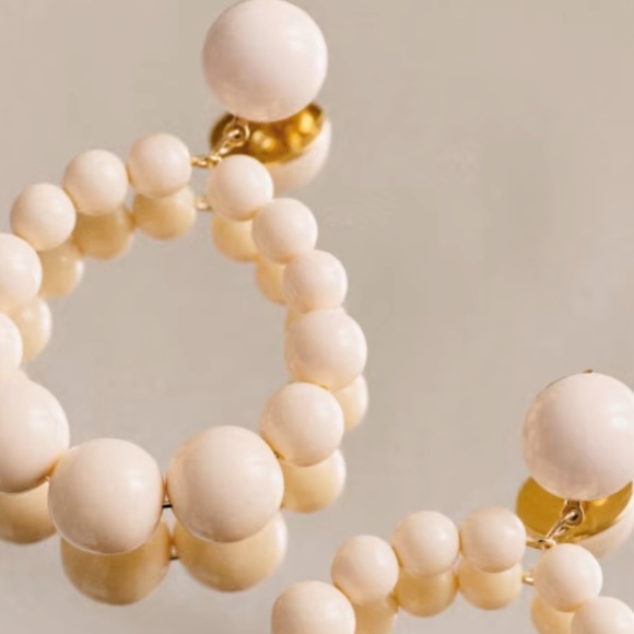 Sezane  Charlie Black Beaded Hoop Earrings - Picture 7 of 10